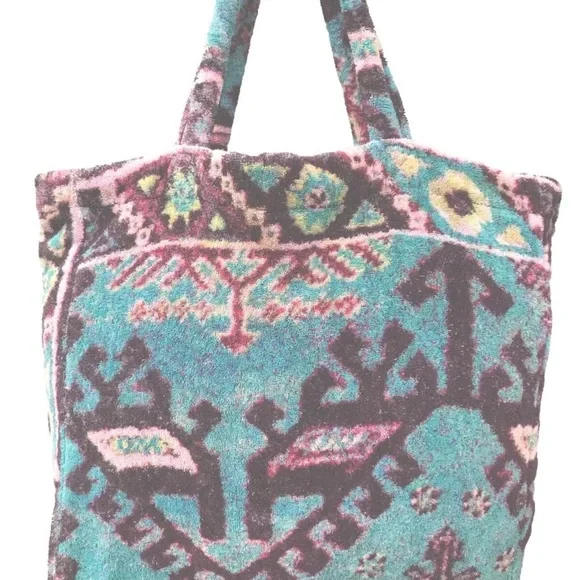 Fresco Towels Aztec Pink/Blue Extra Large Tote Bag Gorgeous! - Picture 1 of 6